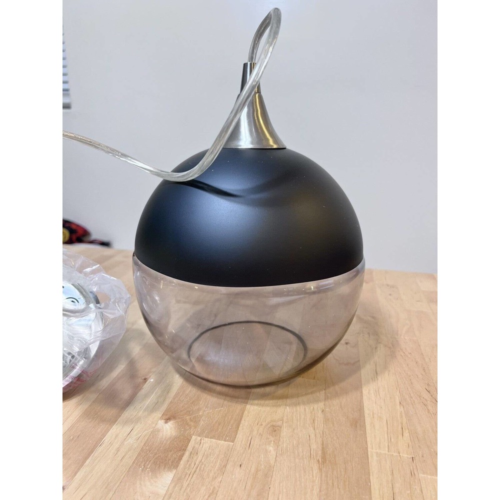 RARE 8” Black Smoke Glass CLEAR MATTE Light Post Globe Repro MCM New